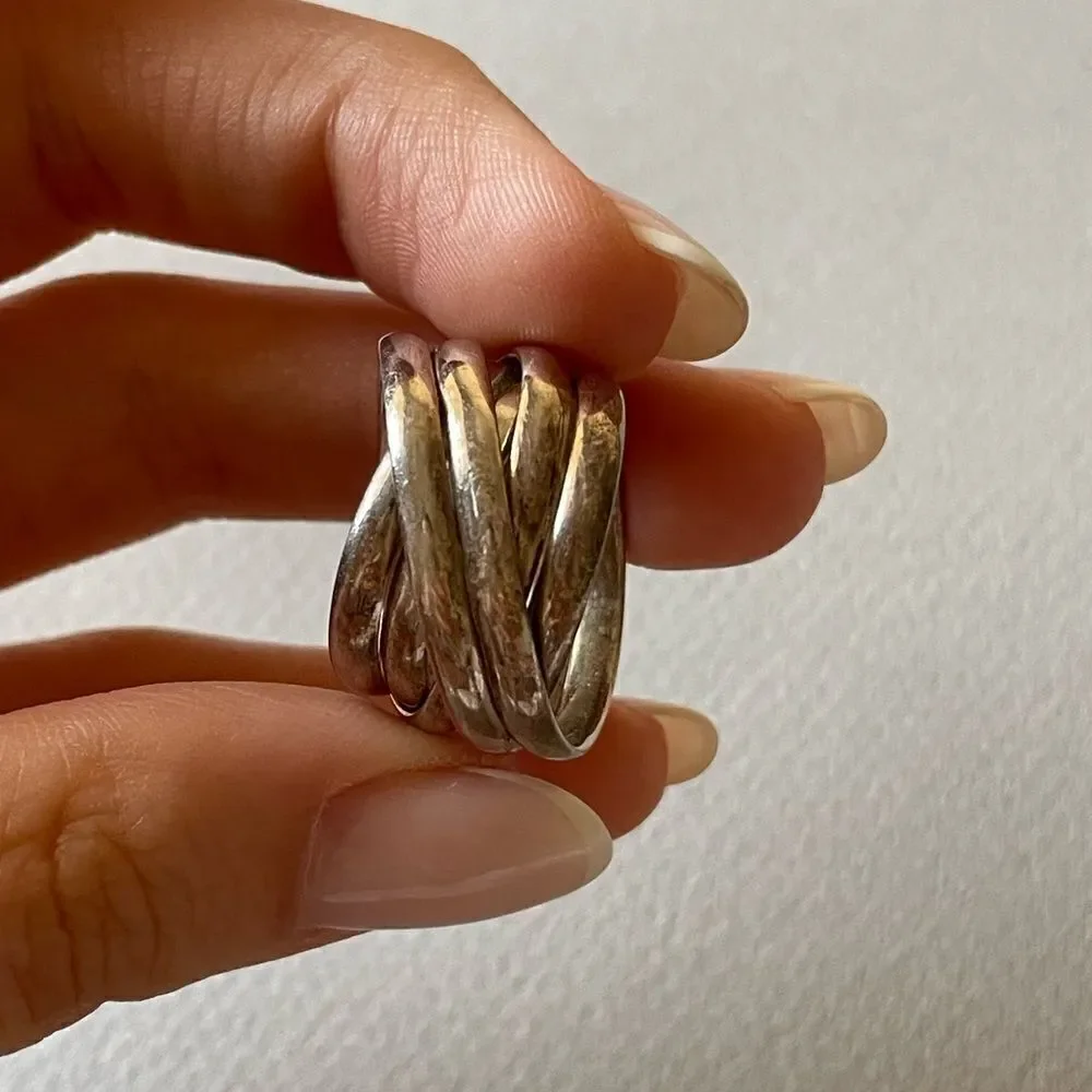Silver Multi-Band Woven Ring M377